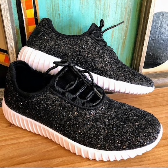 Black Glitter/Sparkle Sneakers - Picture 5 of 6